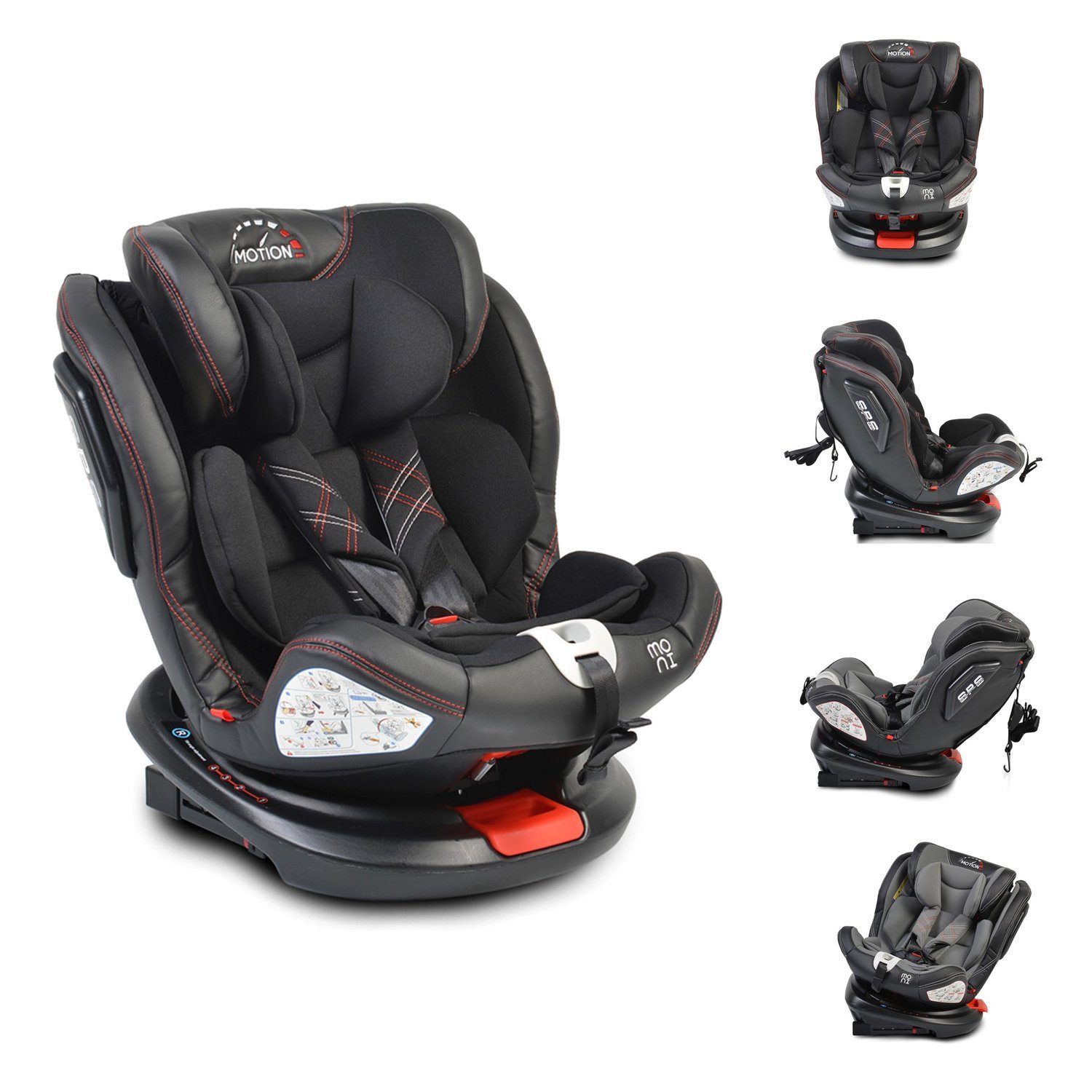 Moni Autokindersitz Kindersitz Motion 0-36 kg Gruppe 0/1/2/3, bis: 36 kg, drehbar 165° Neigung Isofix SIPS