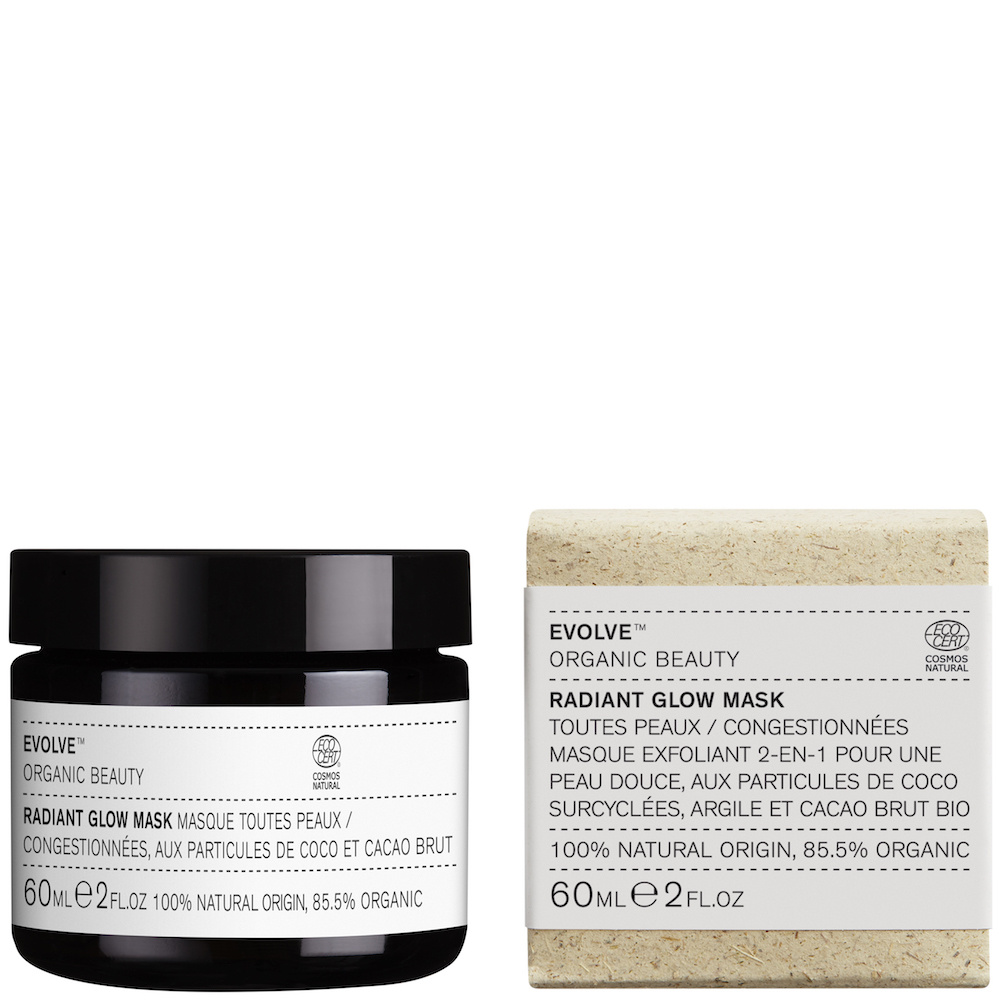 evolve organic beauty RADIANT GLOW MASK Masque exfoliant 2-en-1