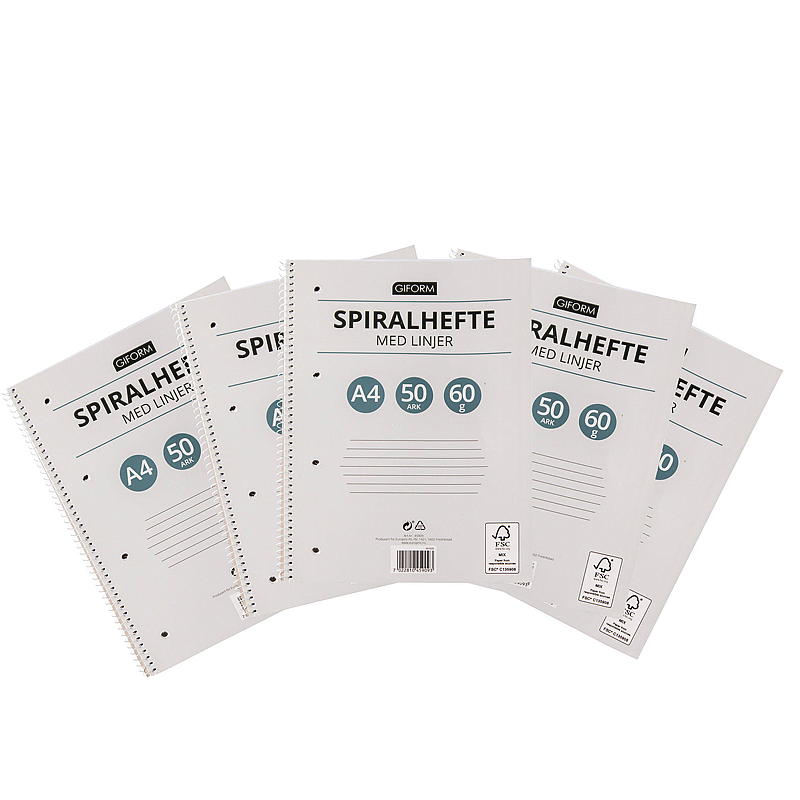 Giform Spiralhefte A4 5-pk linjer