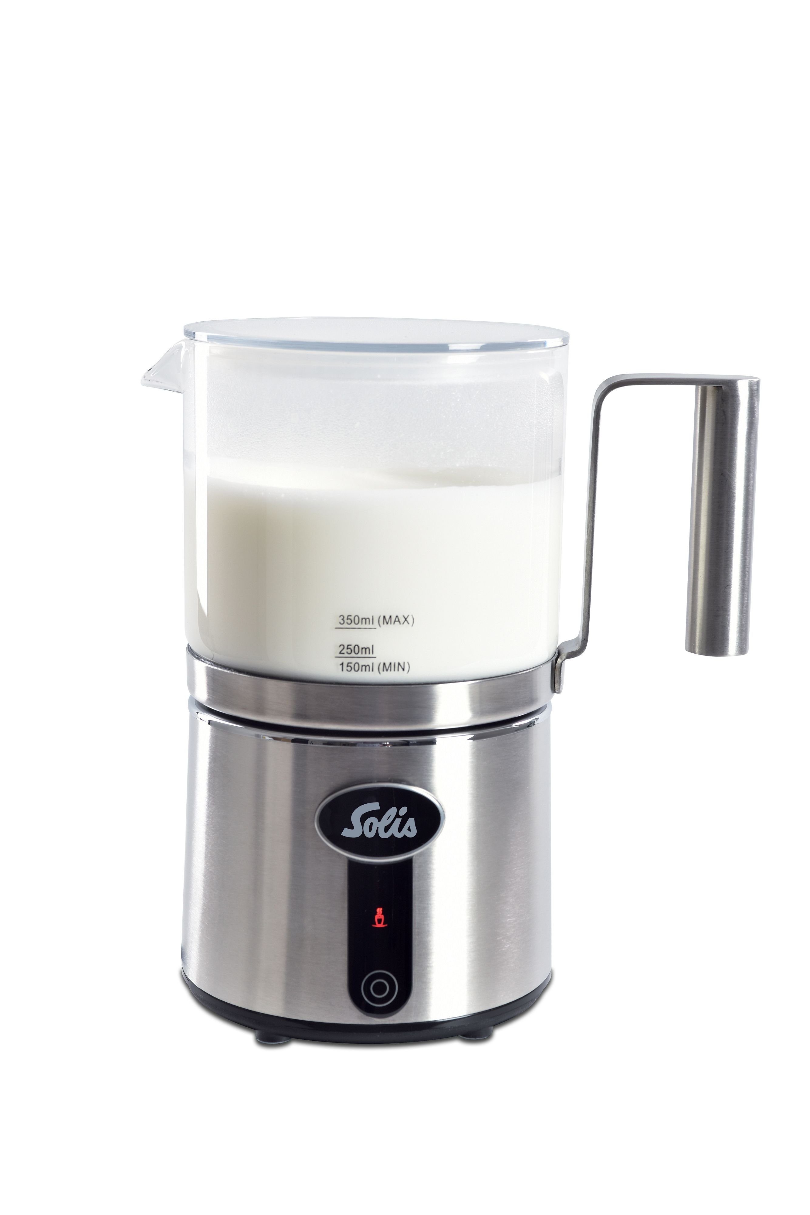 SOLIS OF SWITZERLAND Milchaufschäumer erhitzen Tyo, 600 W, 350 ml Glaskrug, 5 Funktionen, Quirl