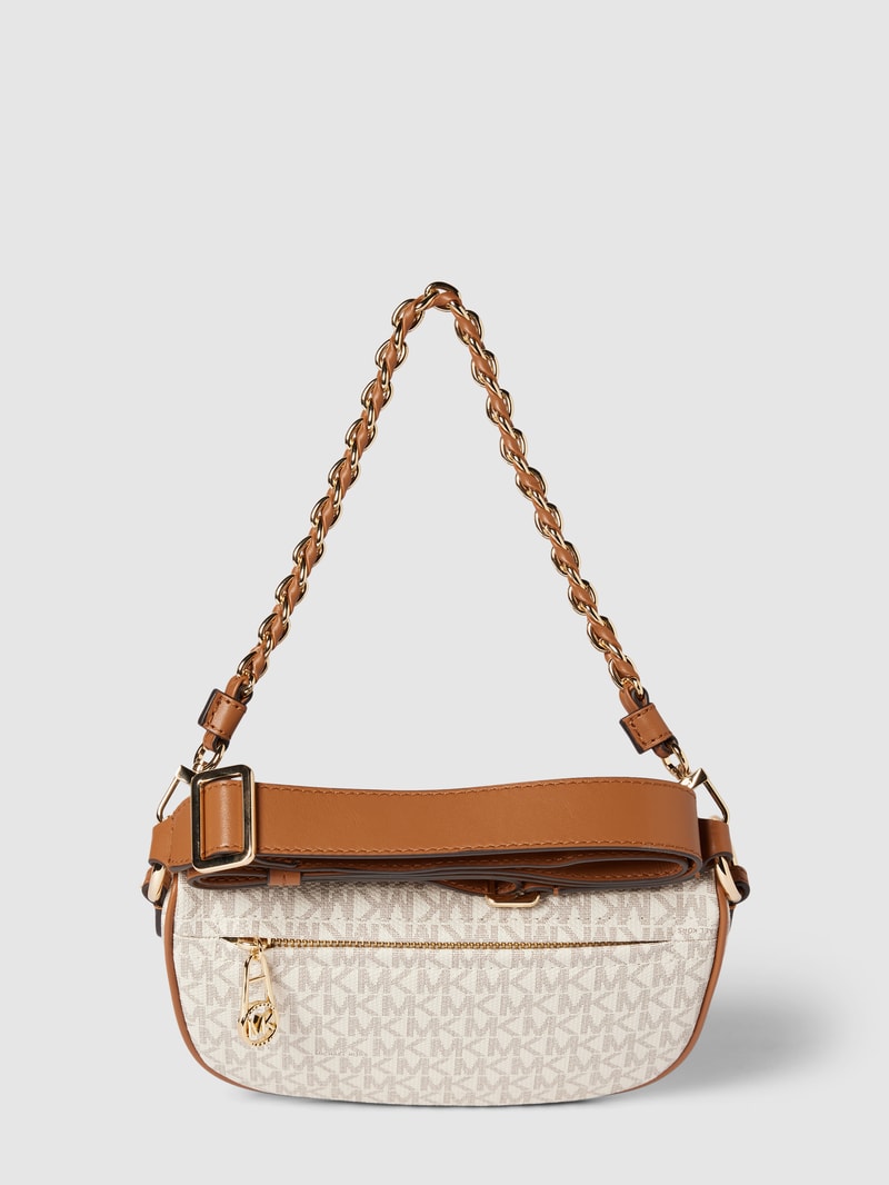Crossbody Bag mit Label-Applikation Modell 'SLATER' in ecru