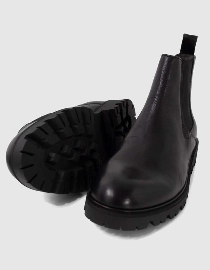Chelsea boots noires en cuir semelles crantées Homme