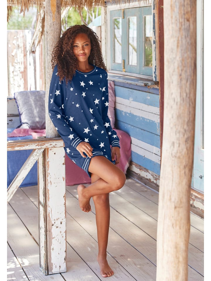VIVANCE DREAMS Sleepshirt in dunkelblau-gemustert günstig kaufen 32/34
