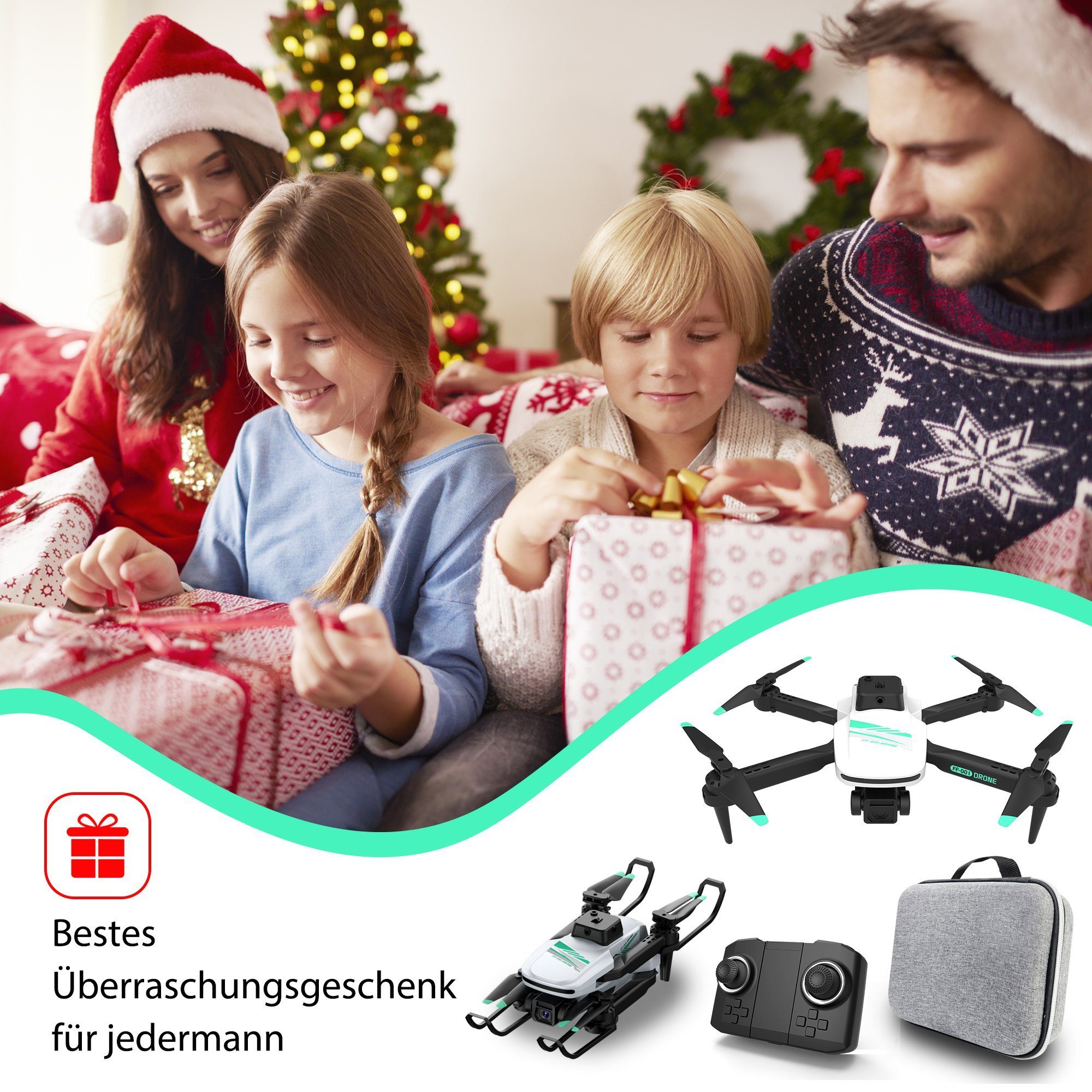 TizzyToy Drohne, Spielzeug, App-Steuerung, 360-Grad-Hindernisvermeidung Spielzeug-Drohne (4K-Kamera, Three speed modes: low, medium and high (indoor, outdoor, play),Air pressure height setting, optical flow positioning, Gestensteuerung, 3D FlipFoldab