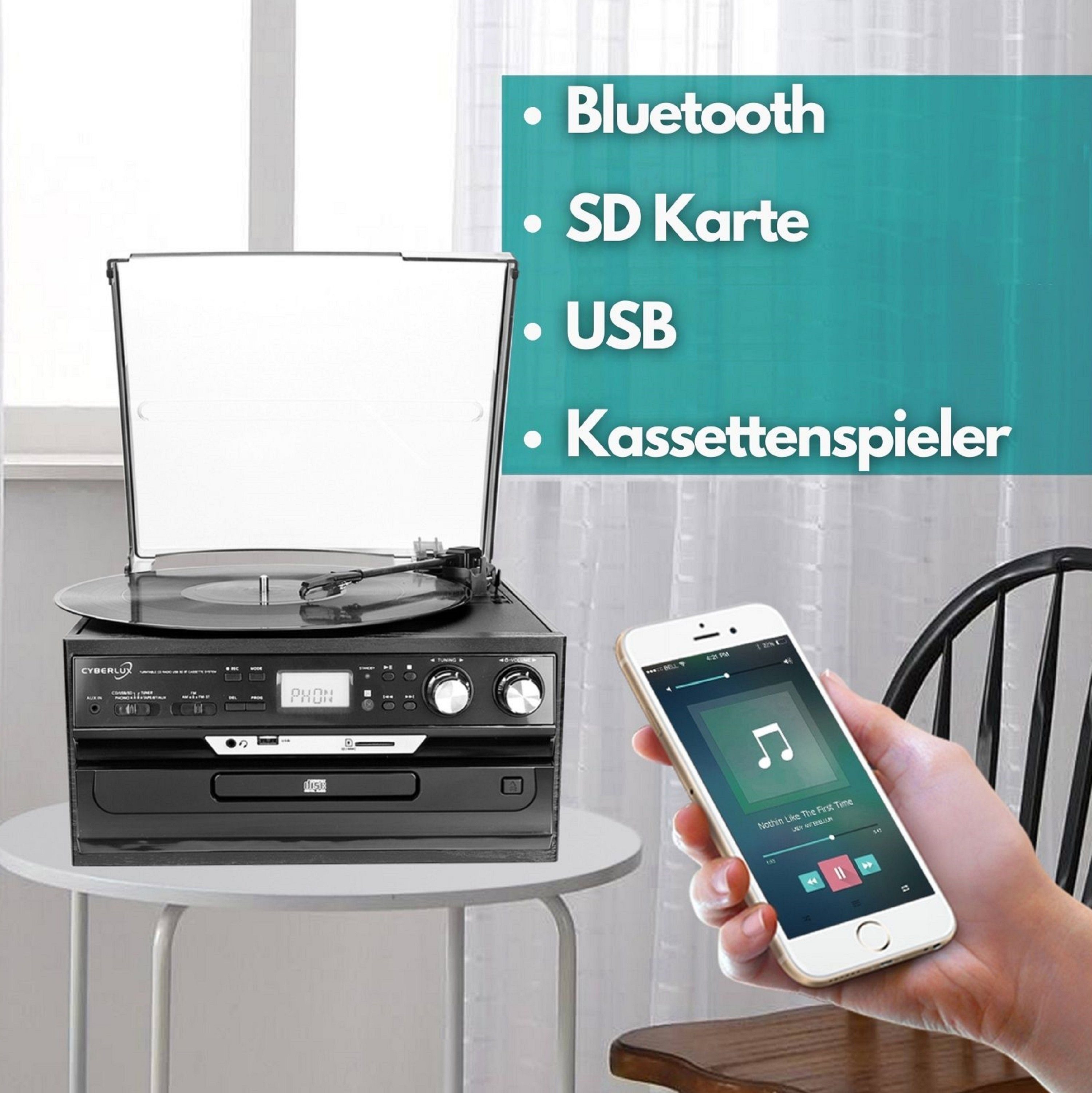 Cyberlux CL-3040B Multifunktionsspieler (Riemenantrieb, CD, Kassette, Bluetooth, Aufnahmefunktion, USB)