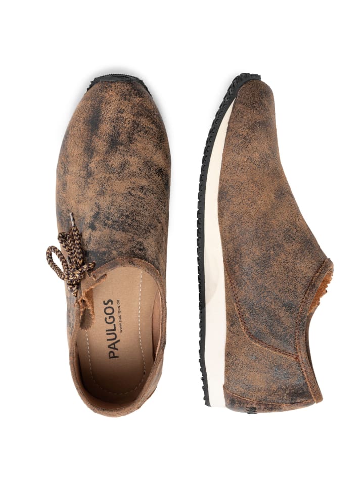 PAULGOS Haferlschuh Trachten Sneaker Schnürschuh Echtleder in Whiskybraun günstig kaufen