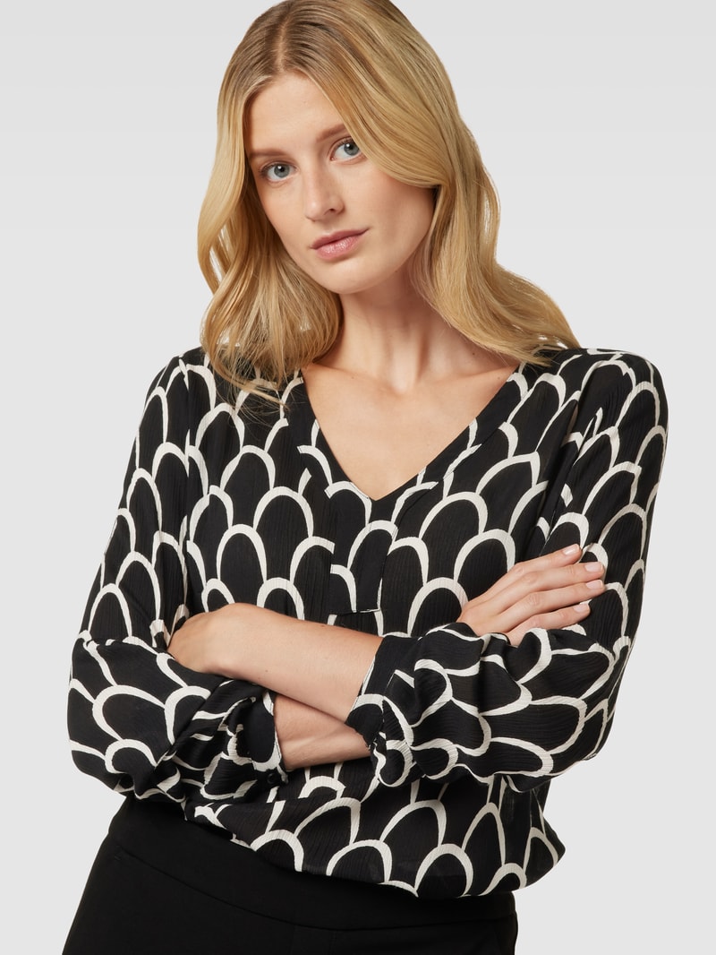 Bluse mit V-Ausschnitt Modell 'karina' in schwarz