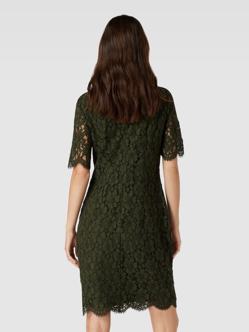 Knielanges Kleid mit Lochmuster in olivgrün