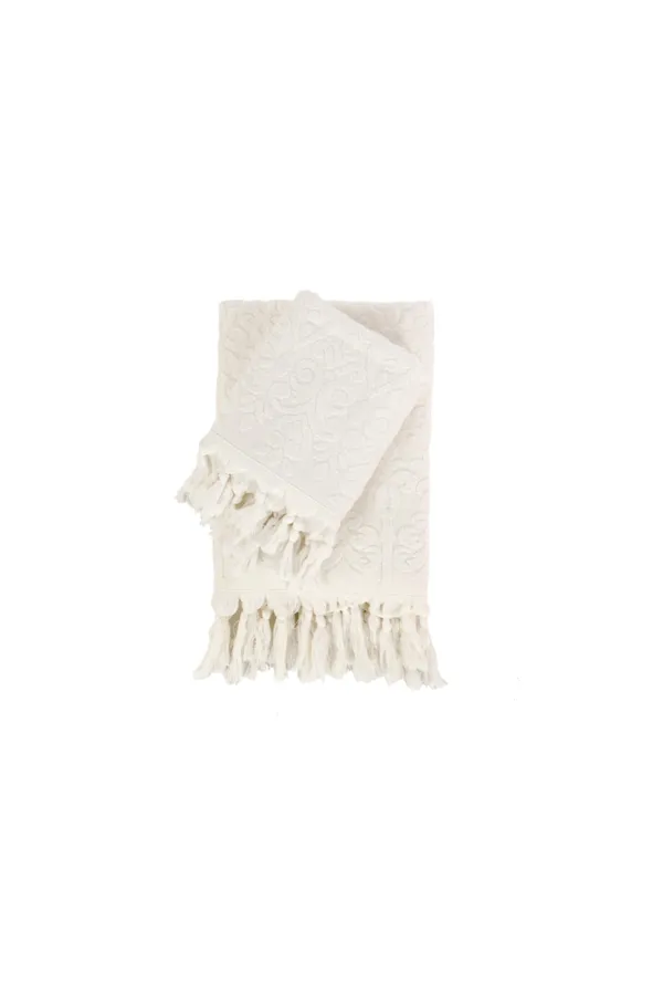 Çeyiz Diyarı  Naif Badetuch-Set mit Fransen – Creme
