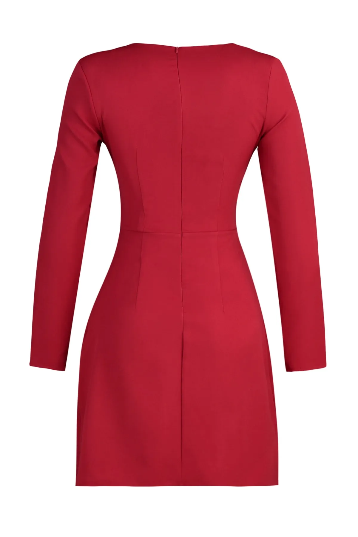Trendyol Collection  Rotes Mini-Webkleid mit quadratischem Kragen TWOAW23EL00894
