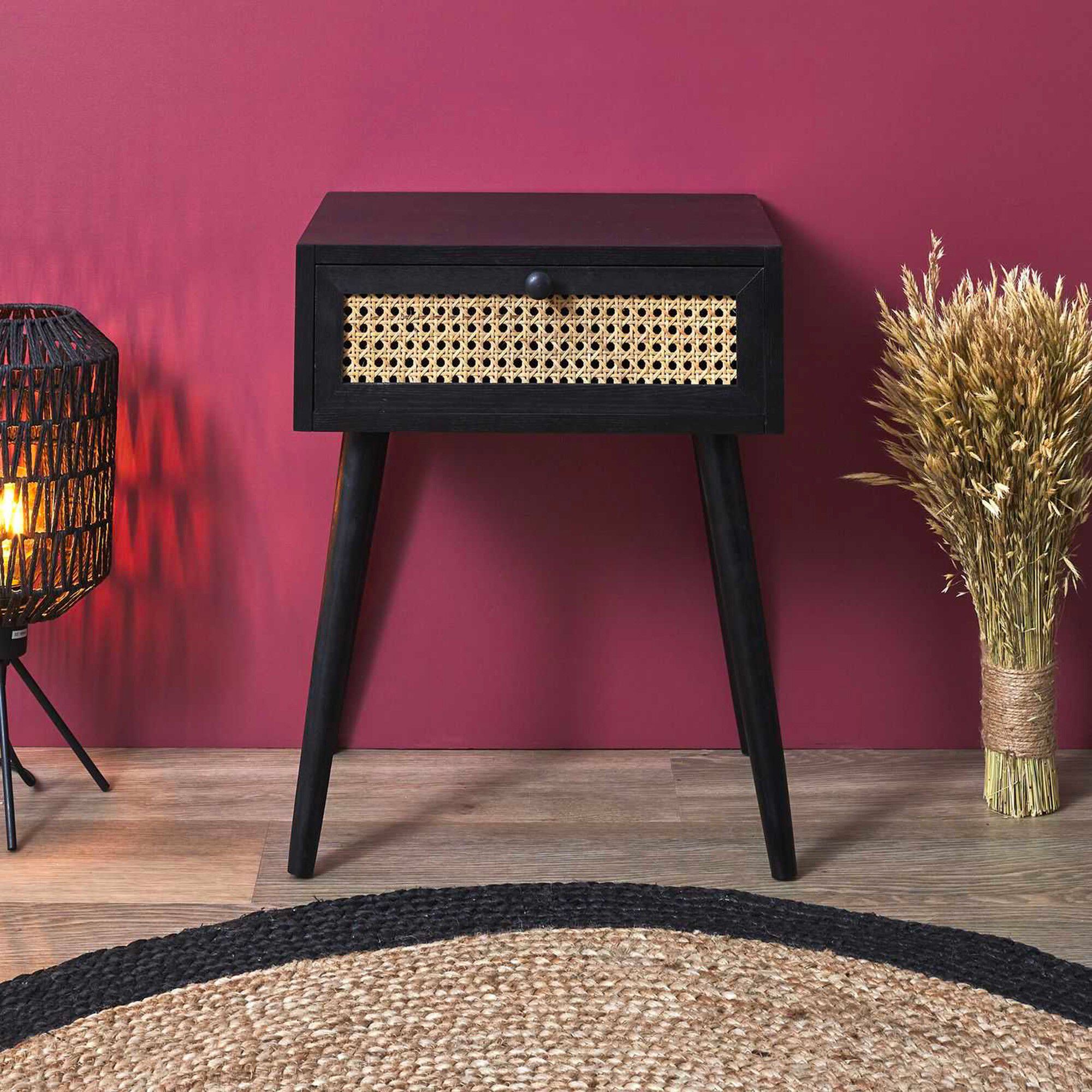 Table de chevet bois noir