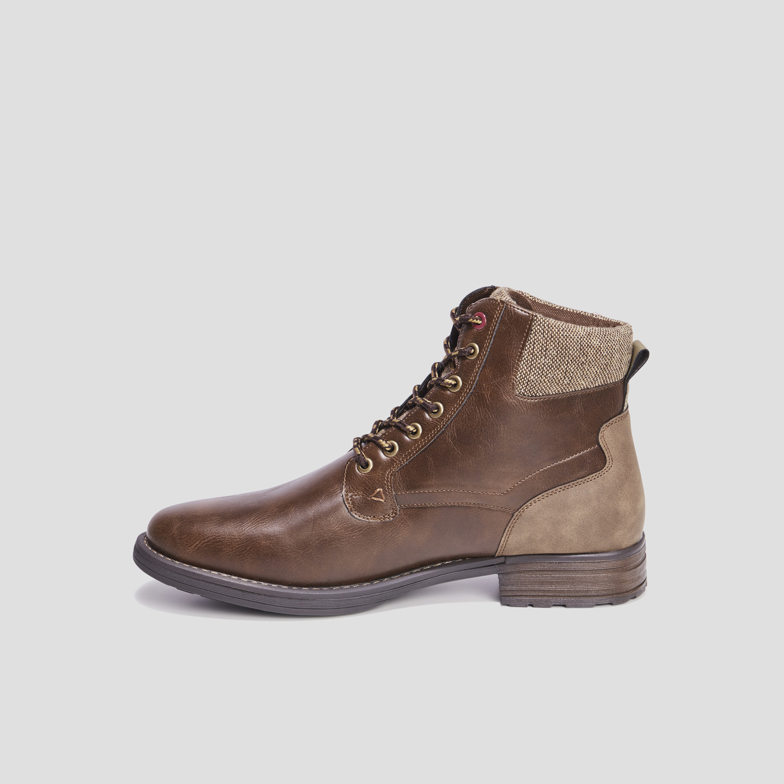 Bottines à lacets bi-matières Bicux marron homme | La Halle