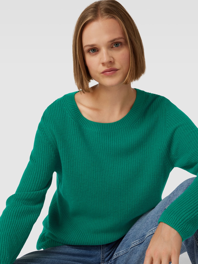 Pullover mit Rundhalsausschnitt Modell 'Liz' in petrol