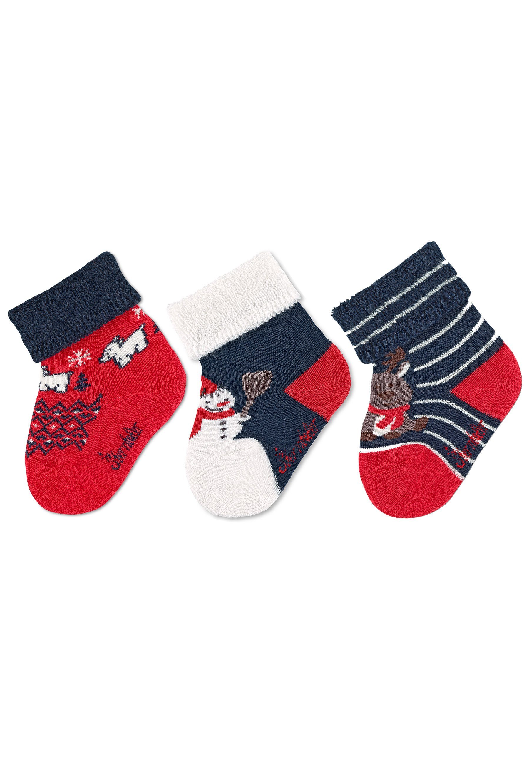 Sterntaler® Basicsocken Baby-Söckchen Weihnachten, 3er-Pack