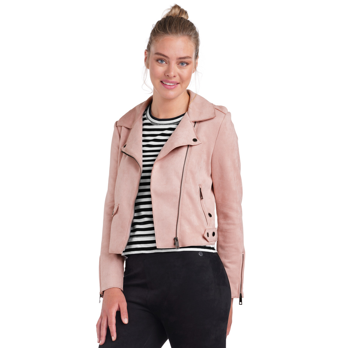 Damen Velours-Bikerjacke mit Reißverschluss