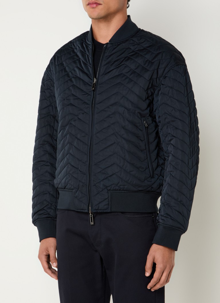 Jachetă bomber matlasată reversibilă de la Emporio Armani, cu buzunare cu fermoar.
