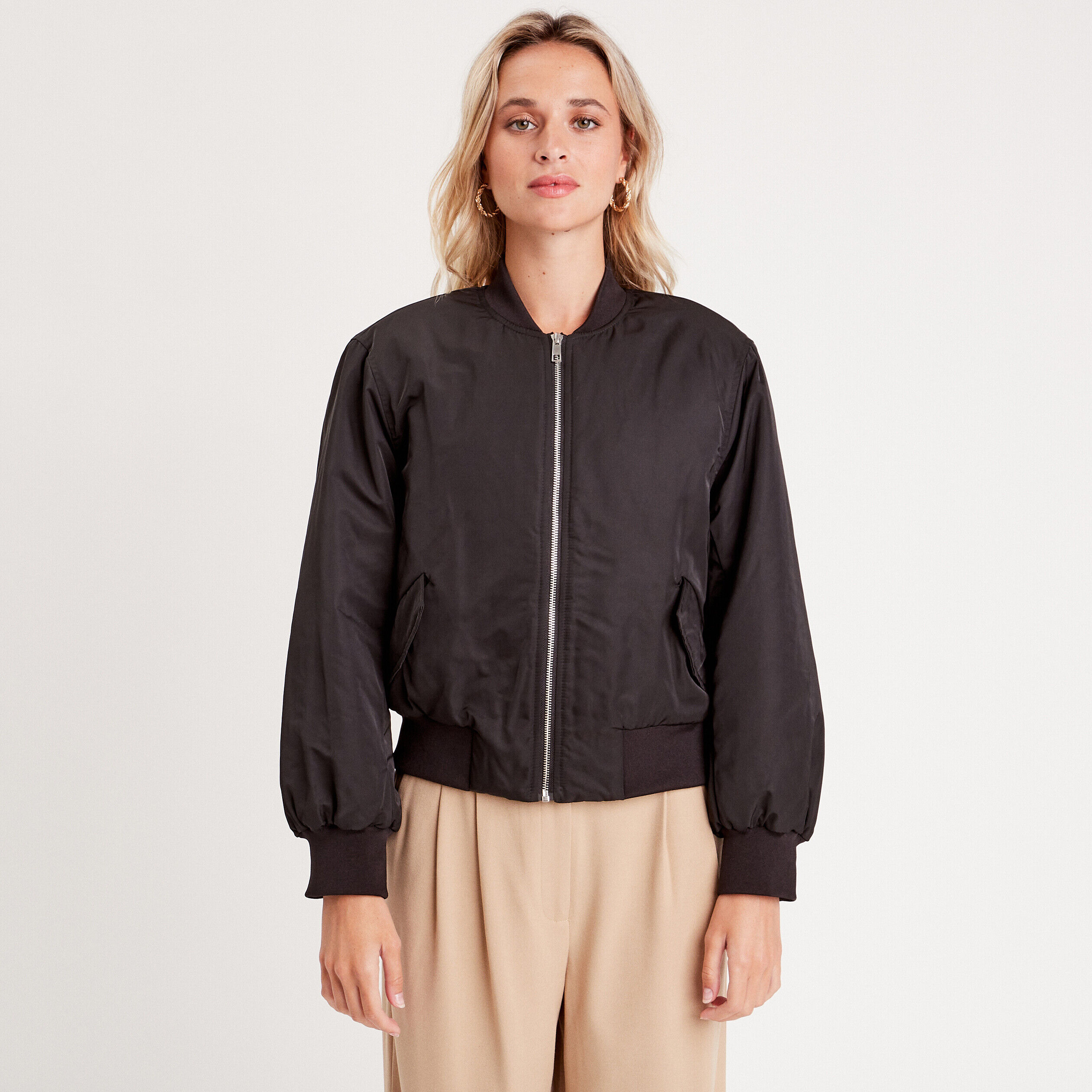 Veste bomber oversize noir femme | Cache Cache