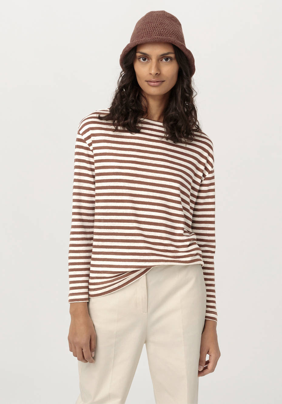 Ringel-Langarmshirt aus reinem Leinen