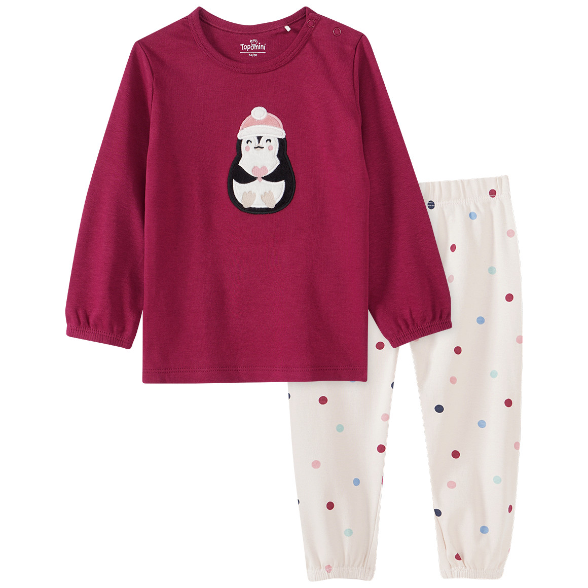 Baby Schlafanzug mit Pinguin-Applikation
