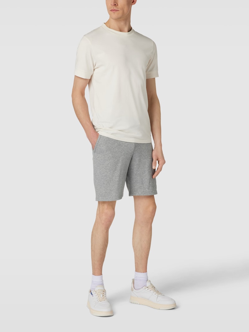Sweatshorts mit Label-Stitching in flanell meliert