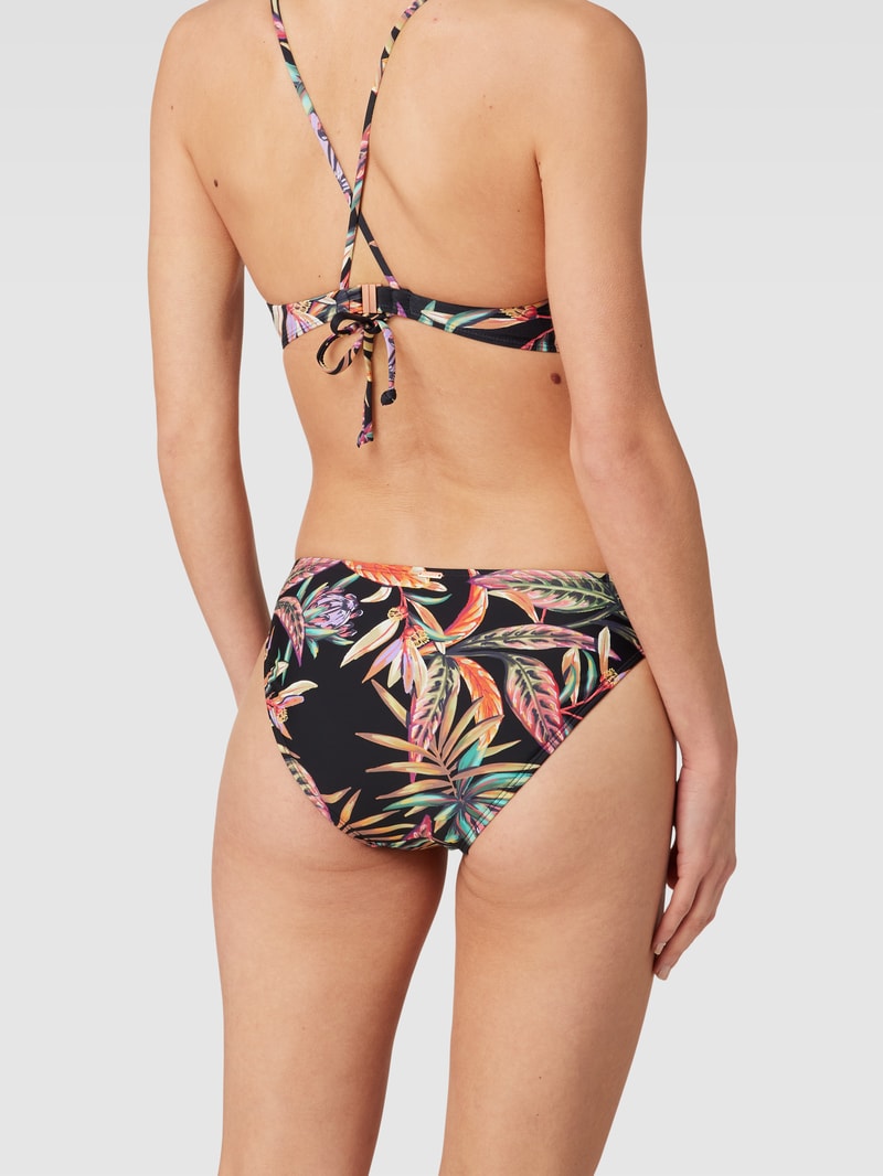 Bikini-Slip mit floralem Allover-Muster Modell 'RITA' in schwarz