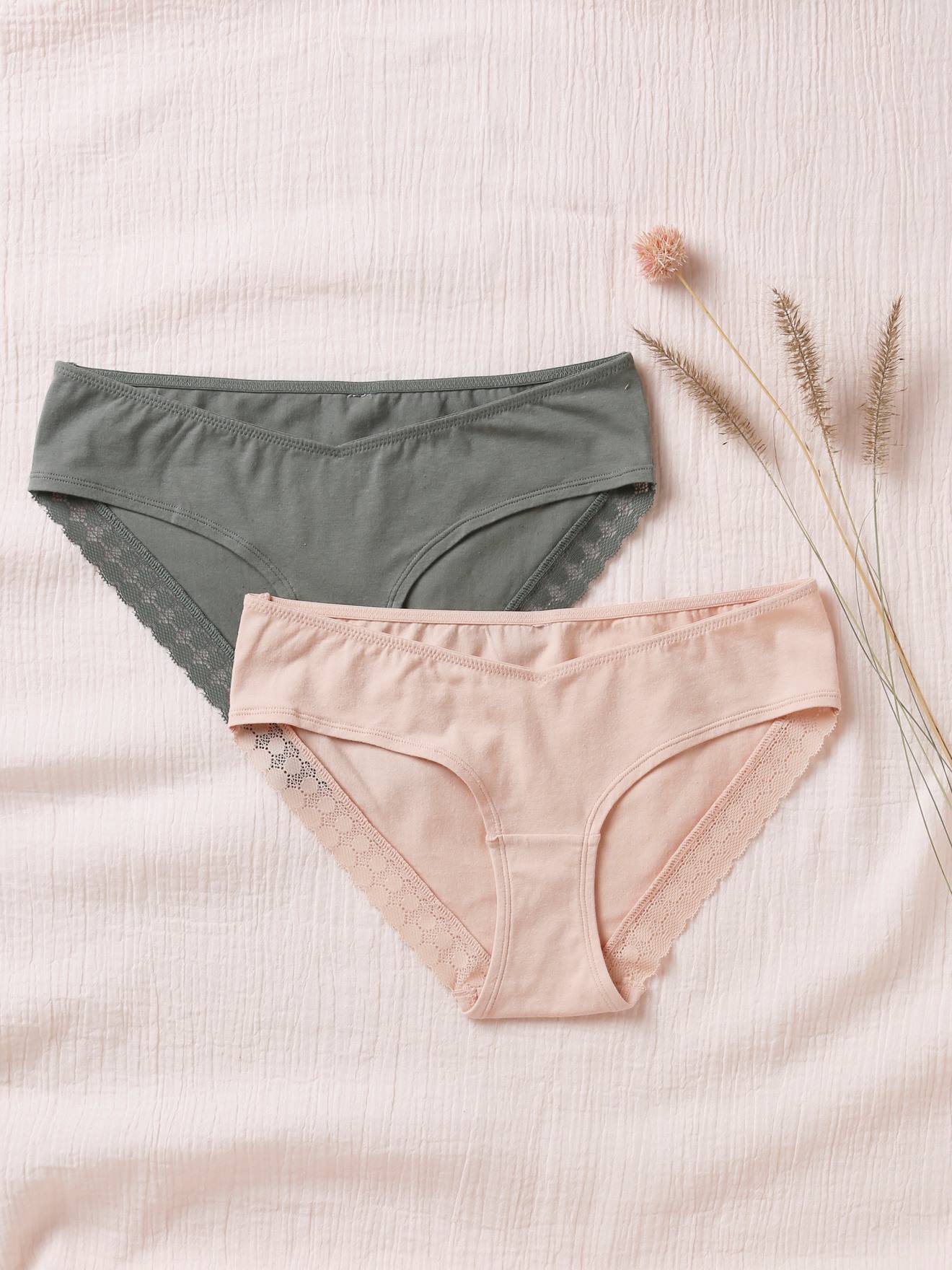 Lot de 2 shorties de grossesse coton stretch et dentelle gris ardoise