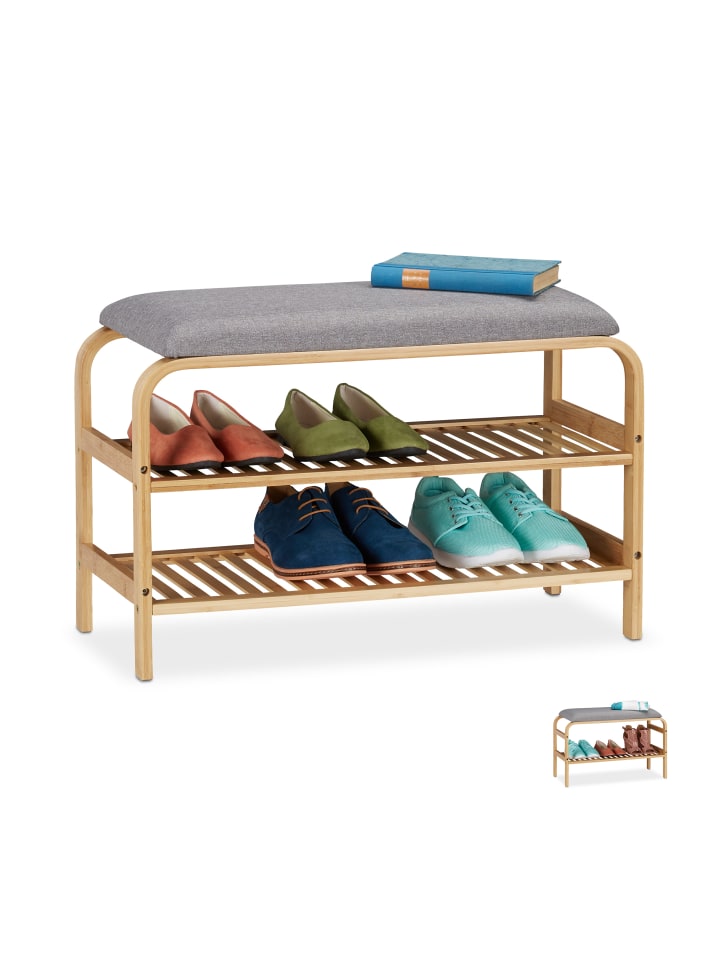 relaxdays Schuhbank 6 Paar in Natur - (B)69 x (H)46 x (T)30 cm günstig kaufen onesize