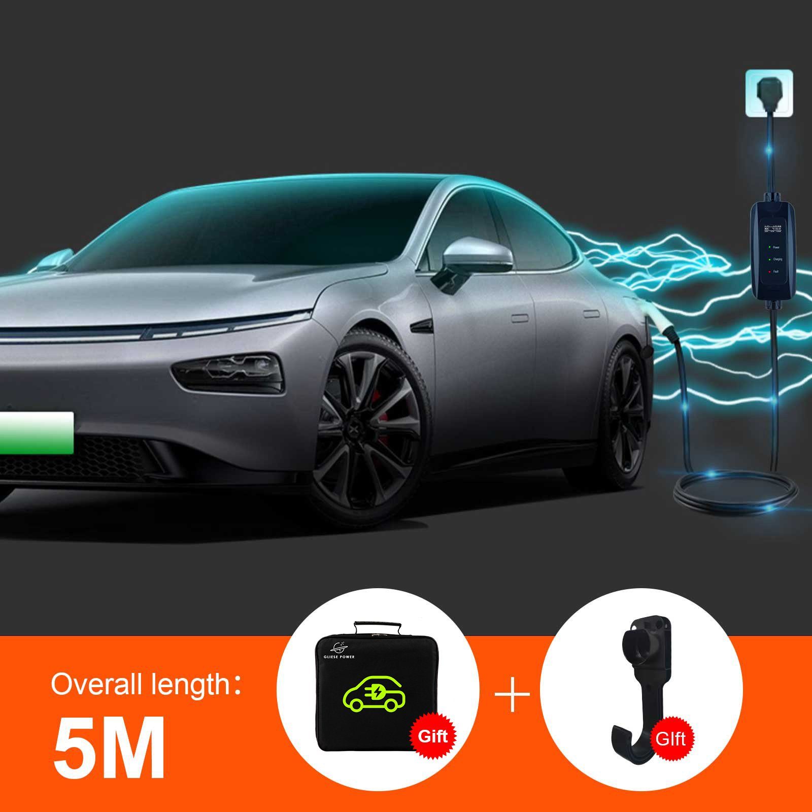 GLIESE Elektroauto-Ladestation 16A 3,5kW Schuko Ladestecker Elektroauto-Ladegerät 5M