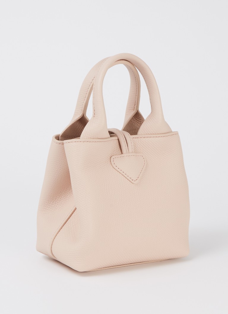 Geantă din piele Longchamp Le Roseau XS cu curea de umăr detașabilă.