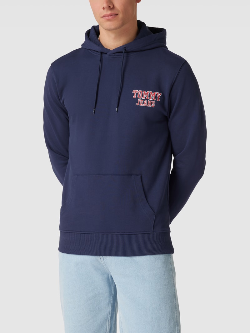 Hoodie mit Label-Print Modell 'ENTRY' in dunkelblau