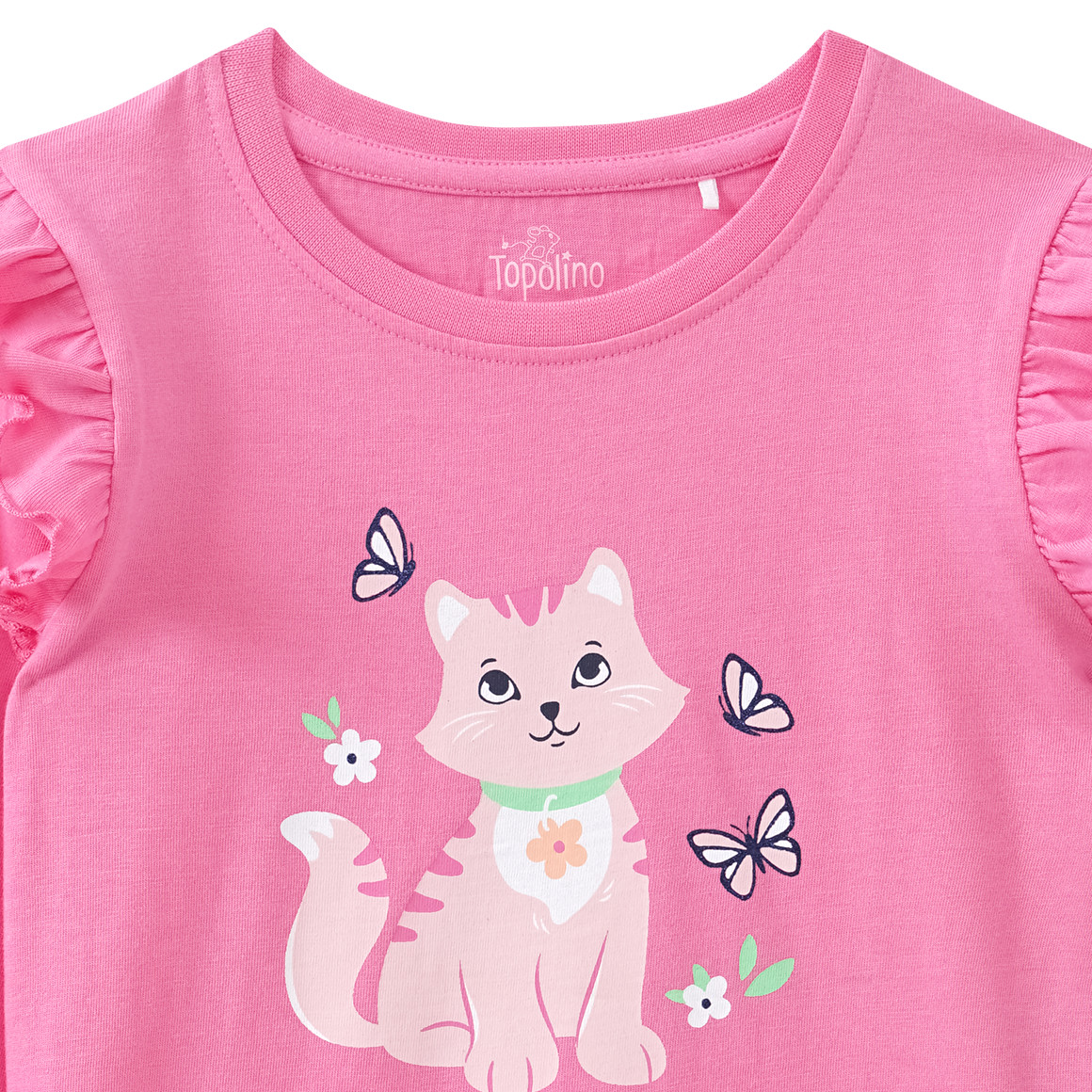 Mädchen Langarmshirt mit Katzen-Motiv