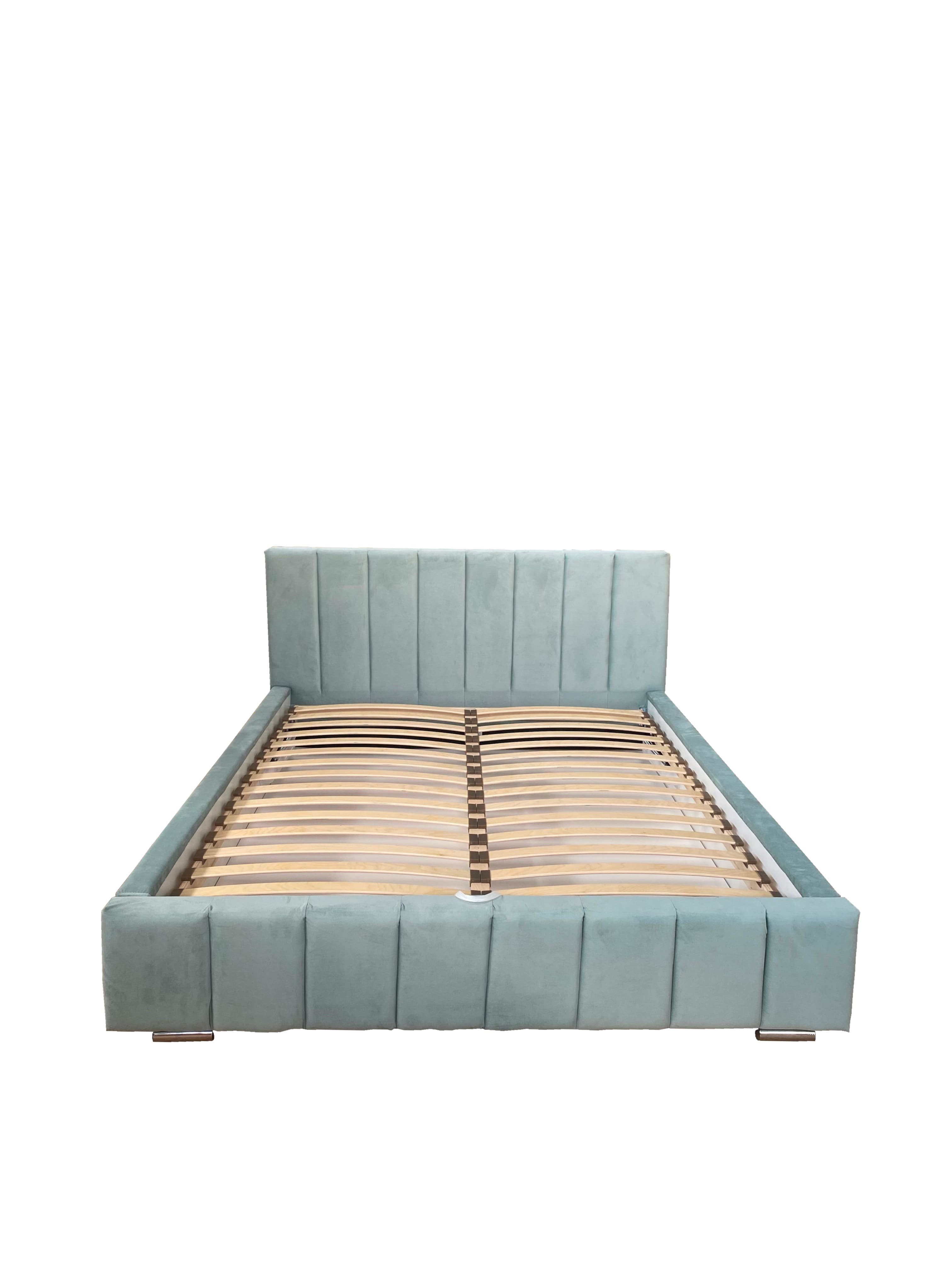 MOEBLO Polsterbett Bett 02 (Double Doppelbett mit Kopfstütze, Rahmenbettgestell, mit Bettkasten und Lattenrost), gepolstertes Kopfteil