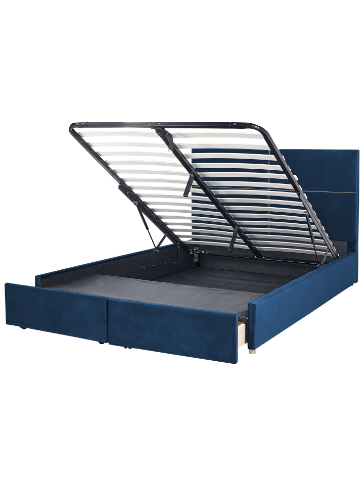 Beliani Doppelbett VERNOYES in Blau/Gold - (W) 188 x (H) 120 x (L) 214 cm günstig kaufen onesize