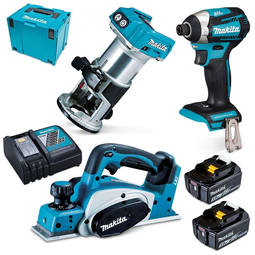 Conjunto de 3 peças MAKITA 18V Brushless 2 x 5.0Ah DLX3098TJ