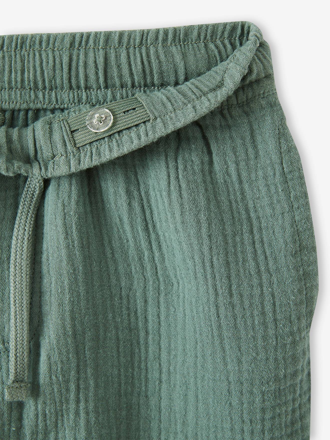 Vertbaudet Jungen Shorts aus Musselin - grün