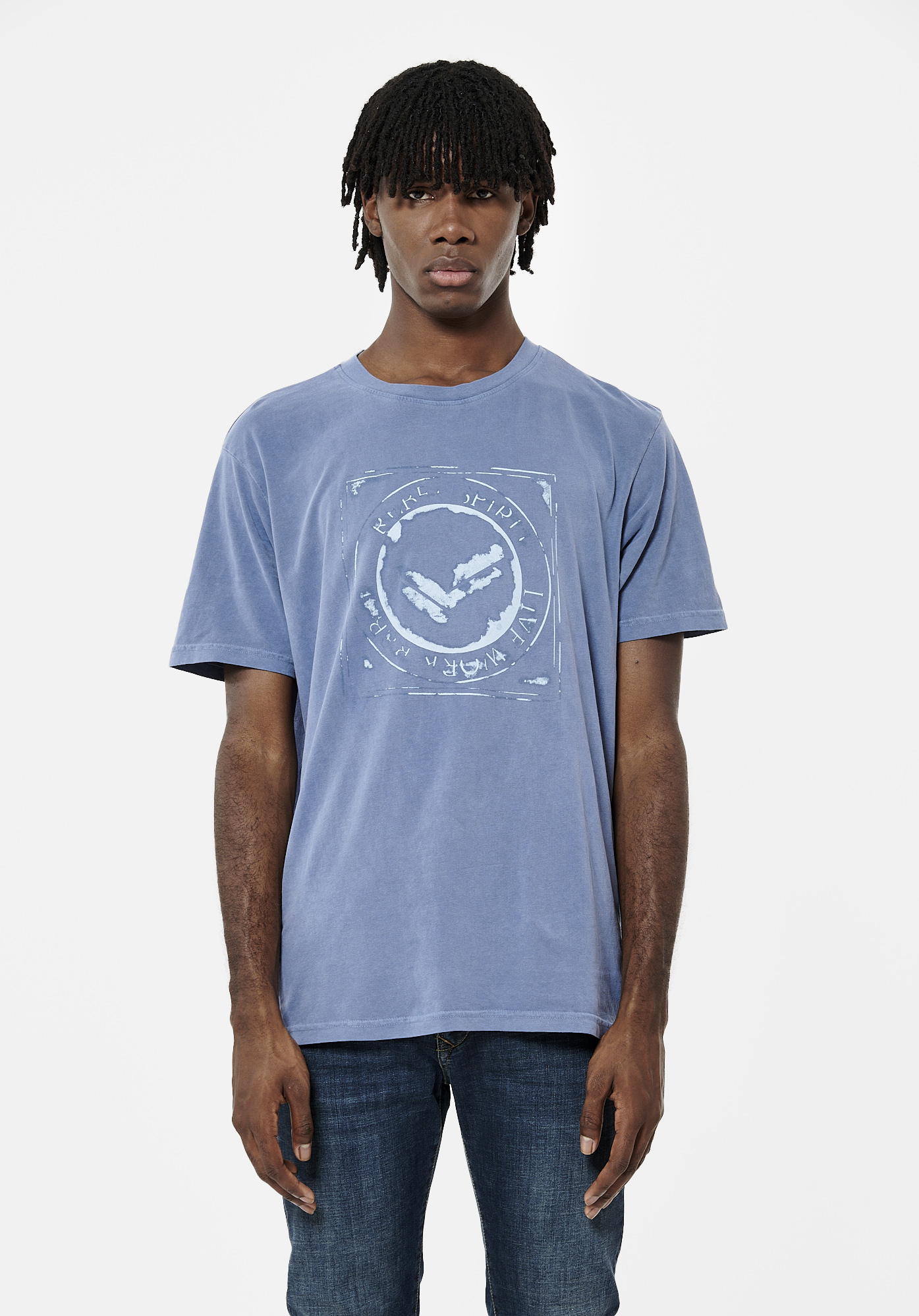 SAUL   T-shirt bleu Homme en 100% coton