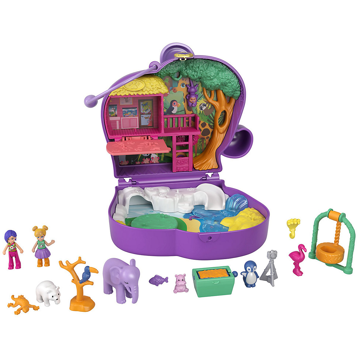 Polly Pocket Elefantenabenteuer Schatulle mit 2 Puppen und 5 Überraschungen