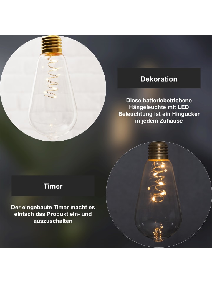 STAR Trading LED Hängeleuchte ,Glow', Batterien und Timer, Leuchtdraht, klar, 13cm günstig kaufen onesize