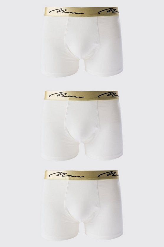 3er-Pack Man Signature Boxershorts mit Gold-Bund