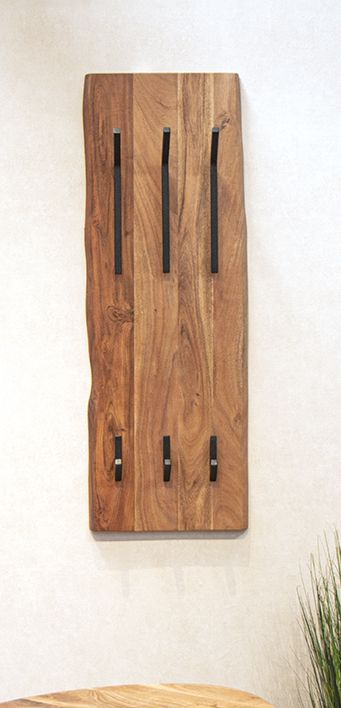 Wandgarderobe Rivera Akazie mit 6 Metallhaken