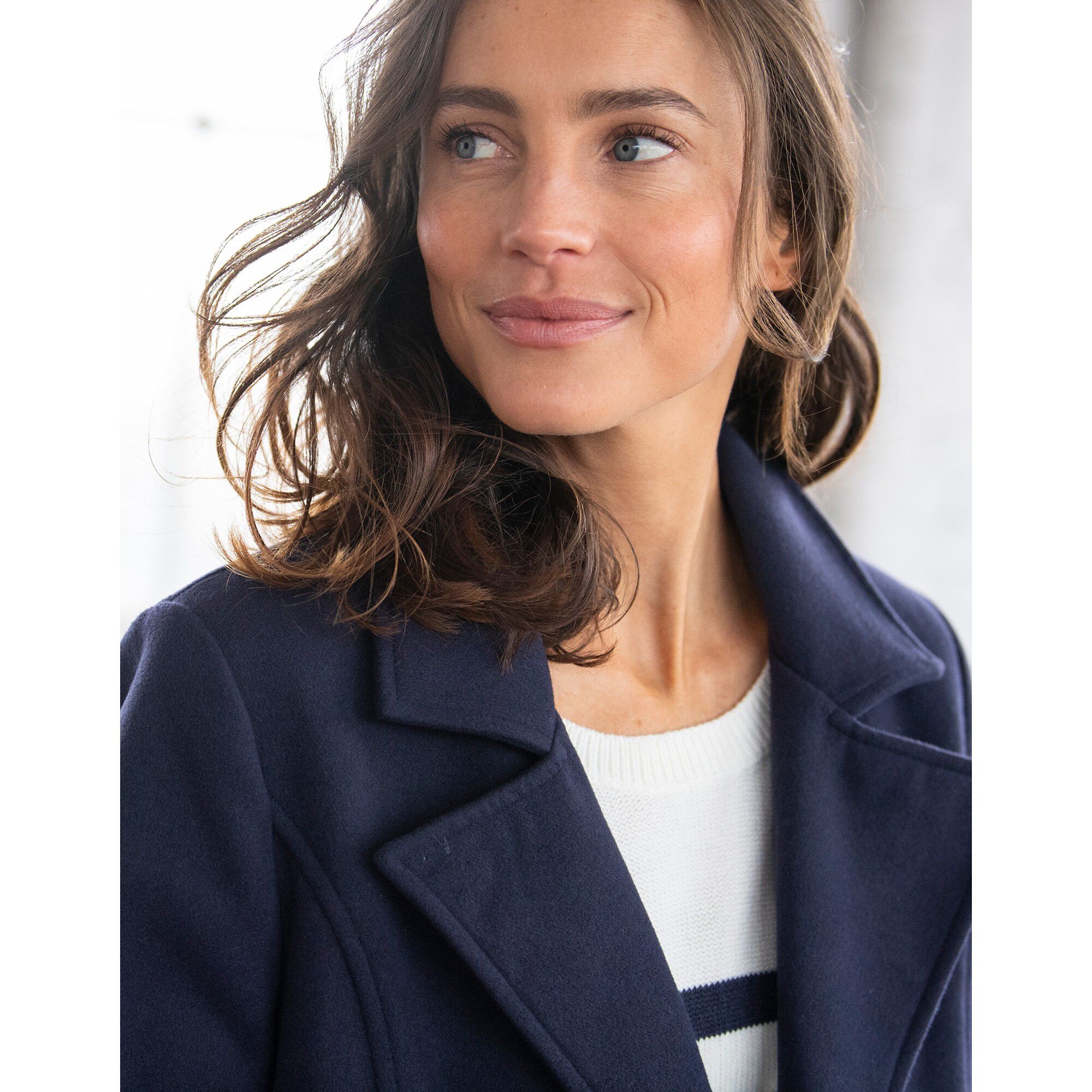 Manteau caban aspect drap de laine