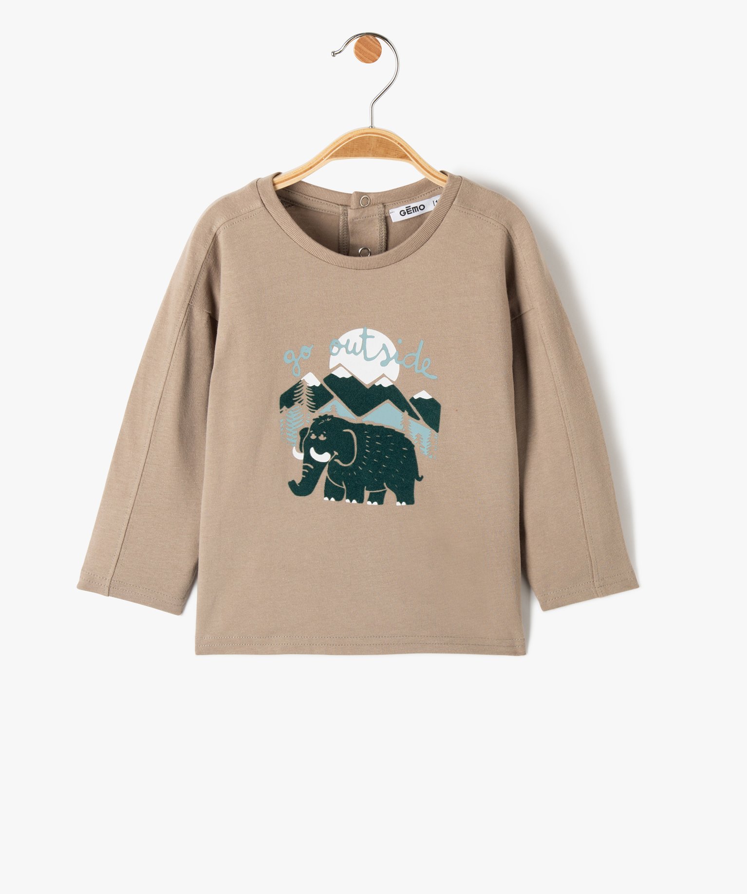 Tee-shirt bébé Garçon à manches longues avec motif beige | GEMO