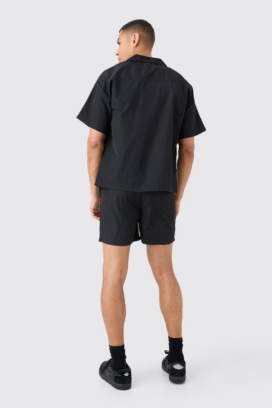 Nylon Hemd & Shorts in Knitteroptik