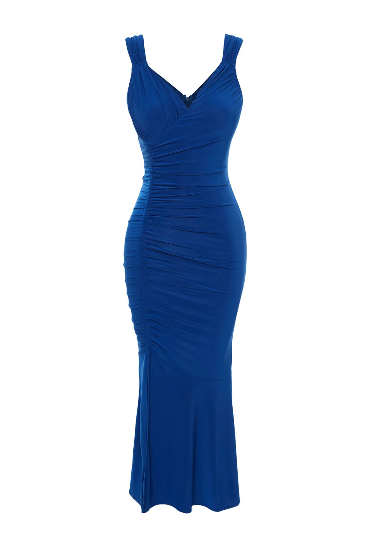 Trendyol Collection  Saks drapiertes gestricktes elegantes Abendkleid TPRSS24EL00061