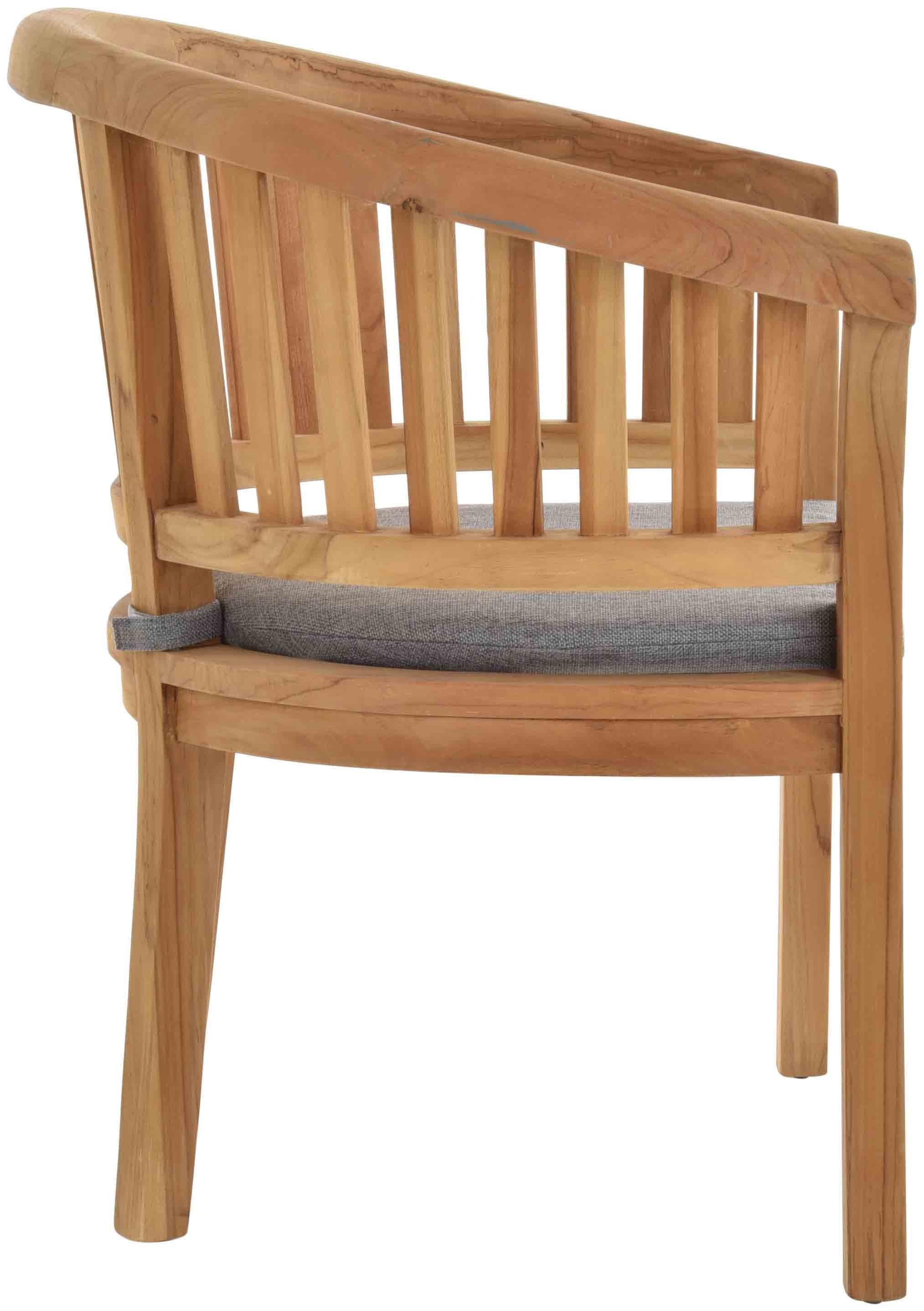Krines Home Esszimmerstuhl 2er Set Teakstuhl Holz Teak Stuhl Esszimmerstuhl mit Lehne mit Polster (2er-Set, 2 St), Sessel mit Armlehne, Massiv (Planta)
