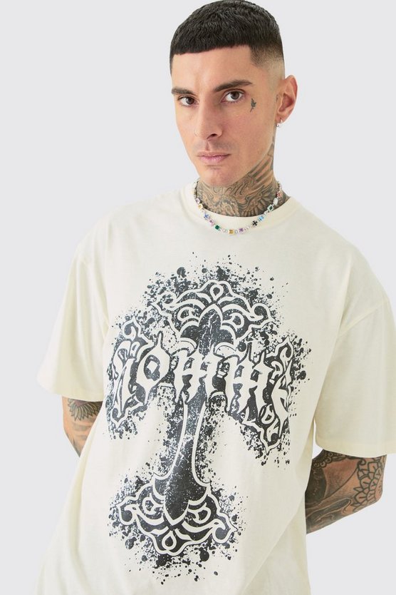Tall Oversize T-Shirt mit Homme Print