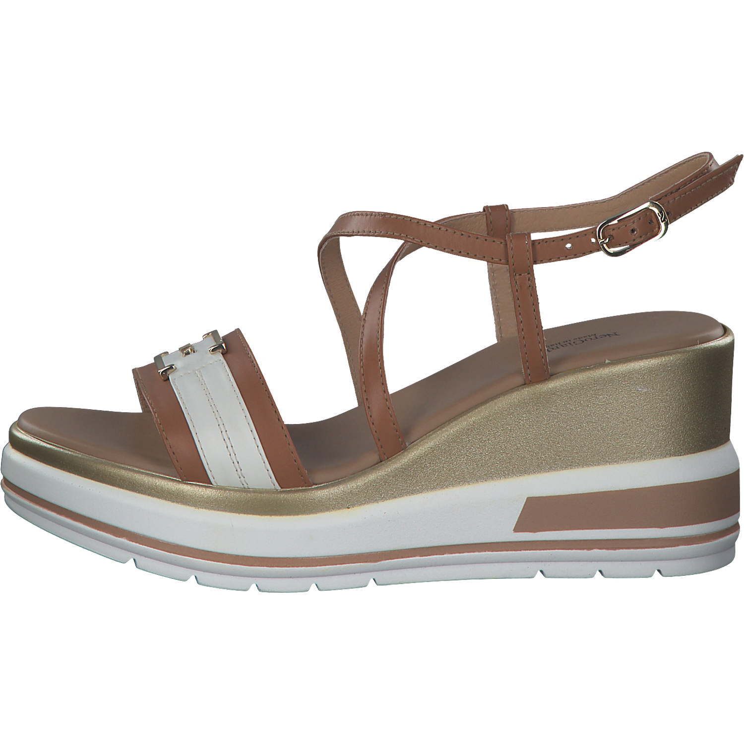 NeroGiardini E307701D, Plateau-Sandaletten, Damen, cognac/milk
