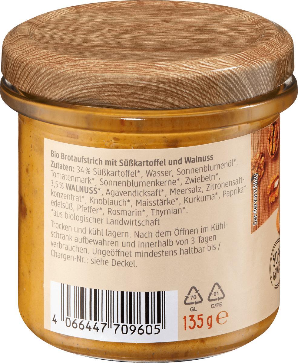 Gemüseaufstrich Süßkartoffel Walnuss, 135 g