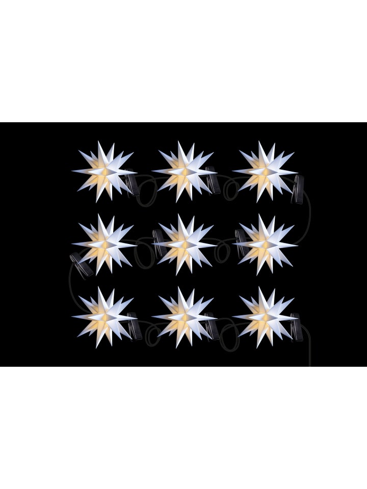 Sterntaler Sternenkette | Weihnachtsstern Kette | 9 Sterne | 18 Zacker | Weiß | günstig kaufen onesize