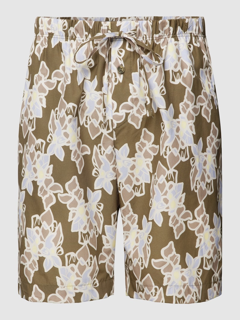 Pyjama-Shorts mit Allover-Muster Modell 'Night & Day' in khaki